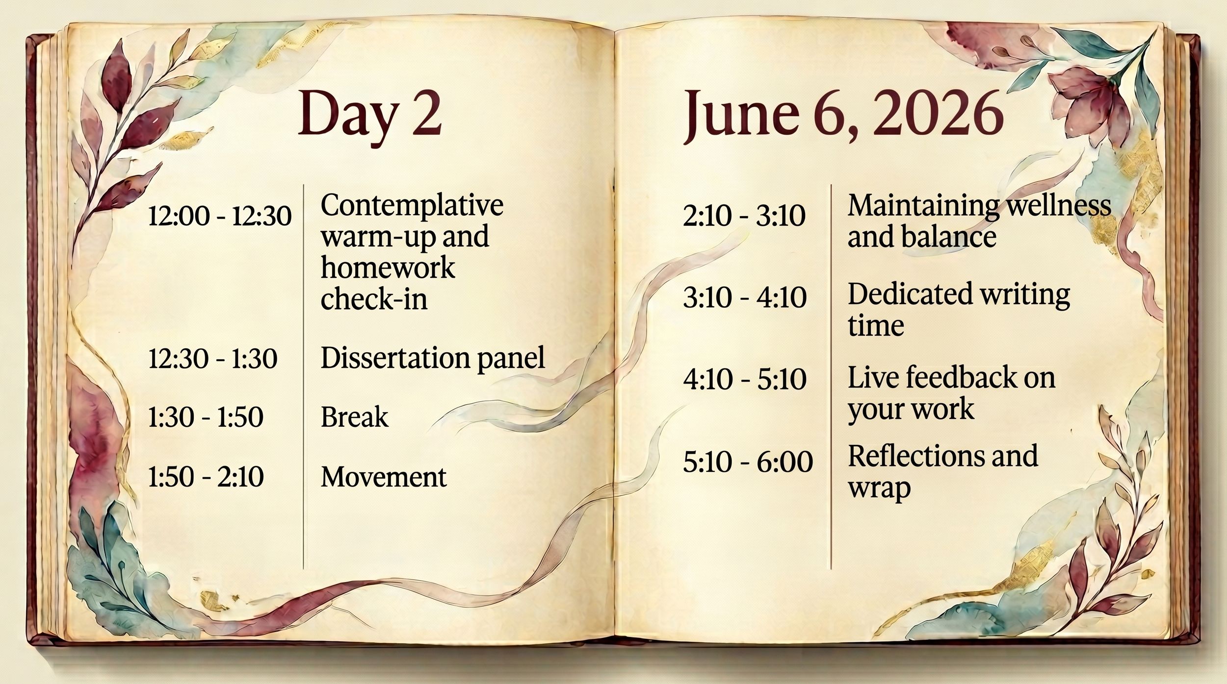 Day 2 - June 6, 2026 Schedule