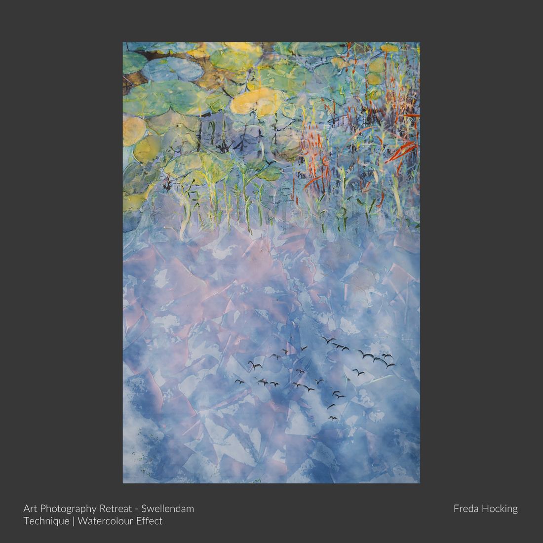 Artwork made by a student of the Art Photography Academy, captioned with the artist, the title and the technique