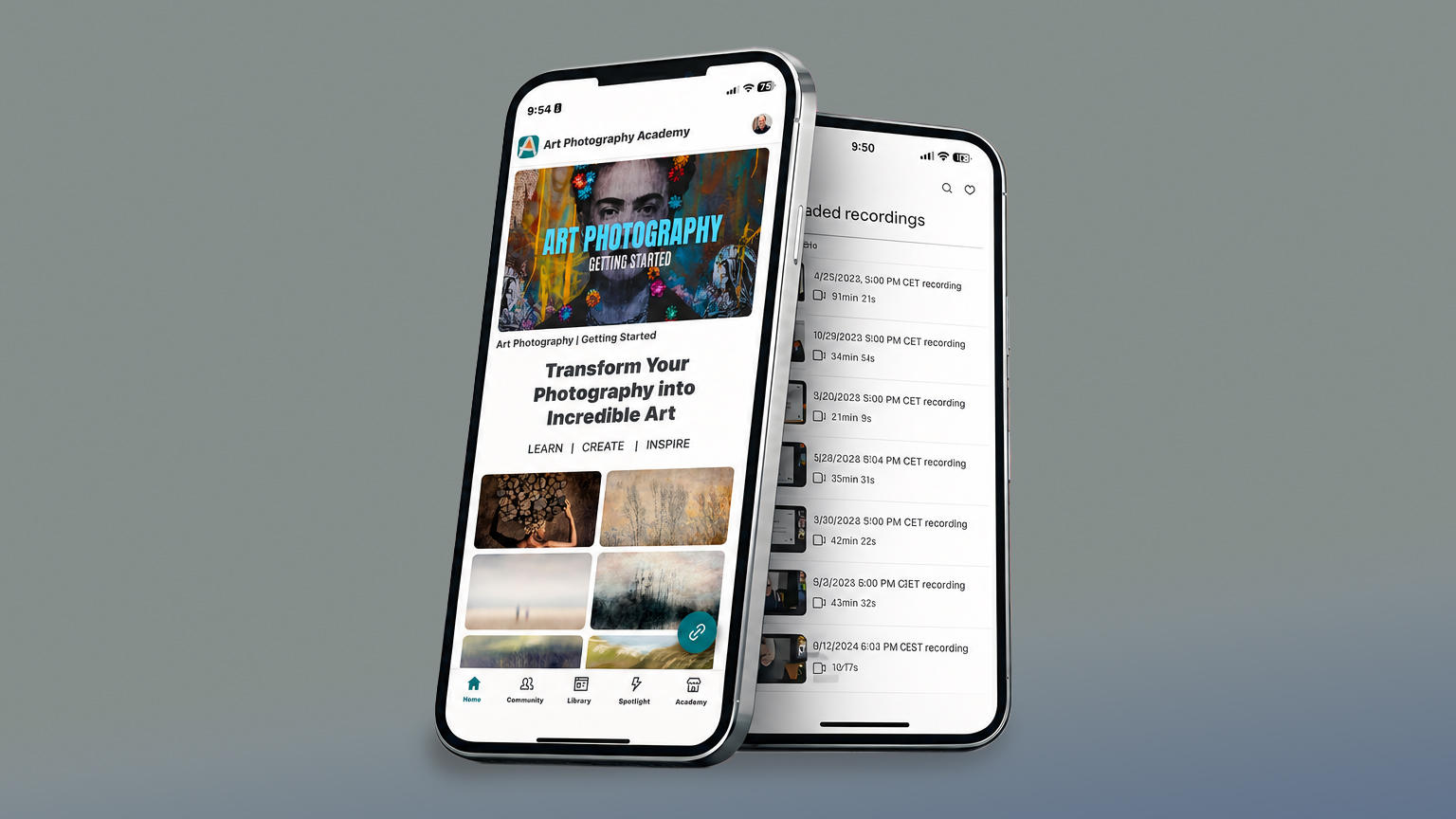 The Art Photography Academy app on a phone