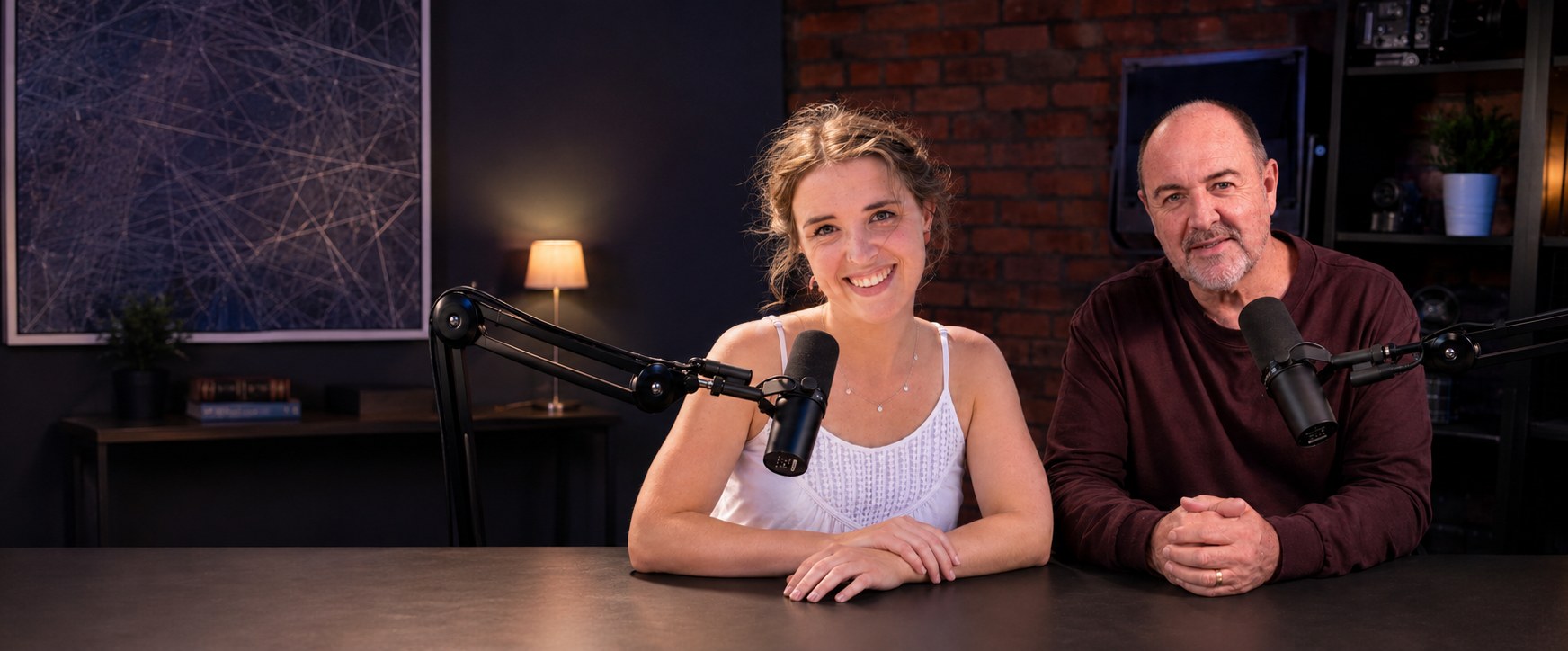Martin Osner and Samantha Lee Osner at the microphones during a live Open Mic session