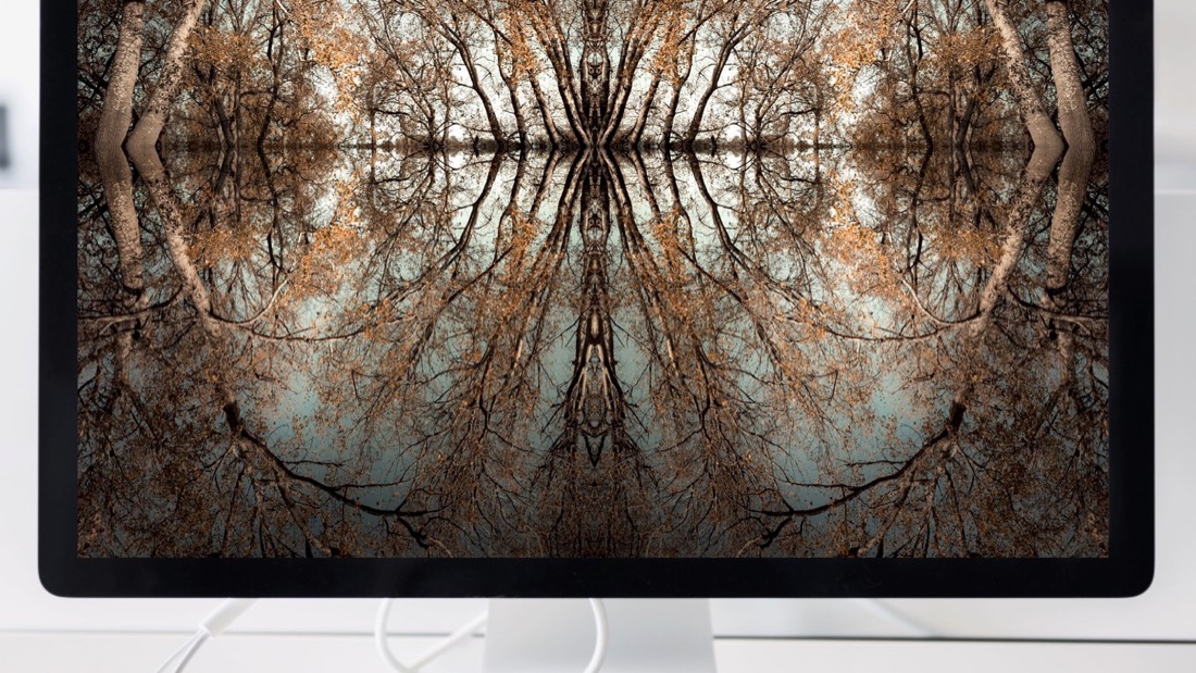 Mirror montage, mirroring a photographic frame so the picture behaves like a pattern