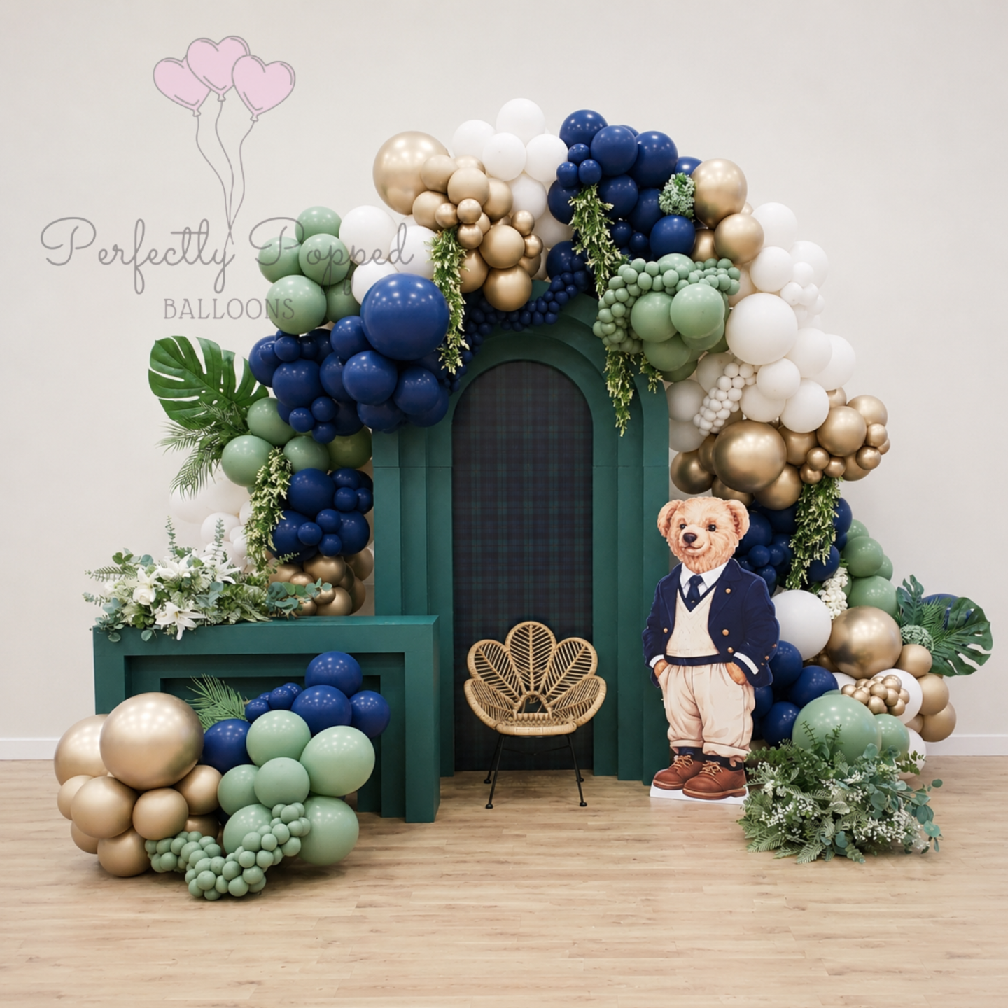 Rainbow balloon arch display