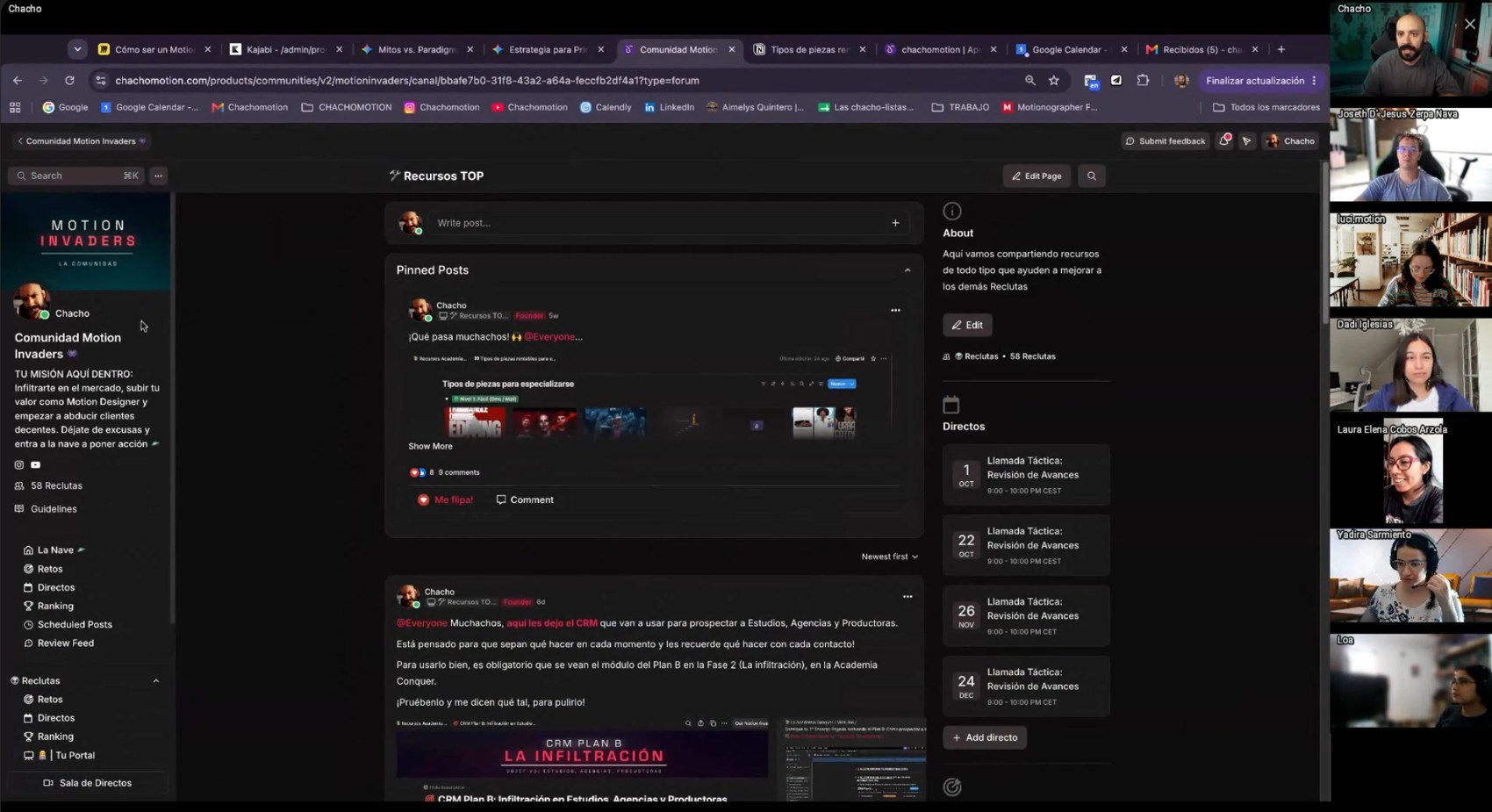 Sesión de revisión con pantalla compartida