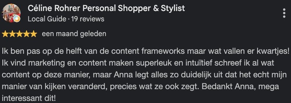 Google review van Céline Rohrer