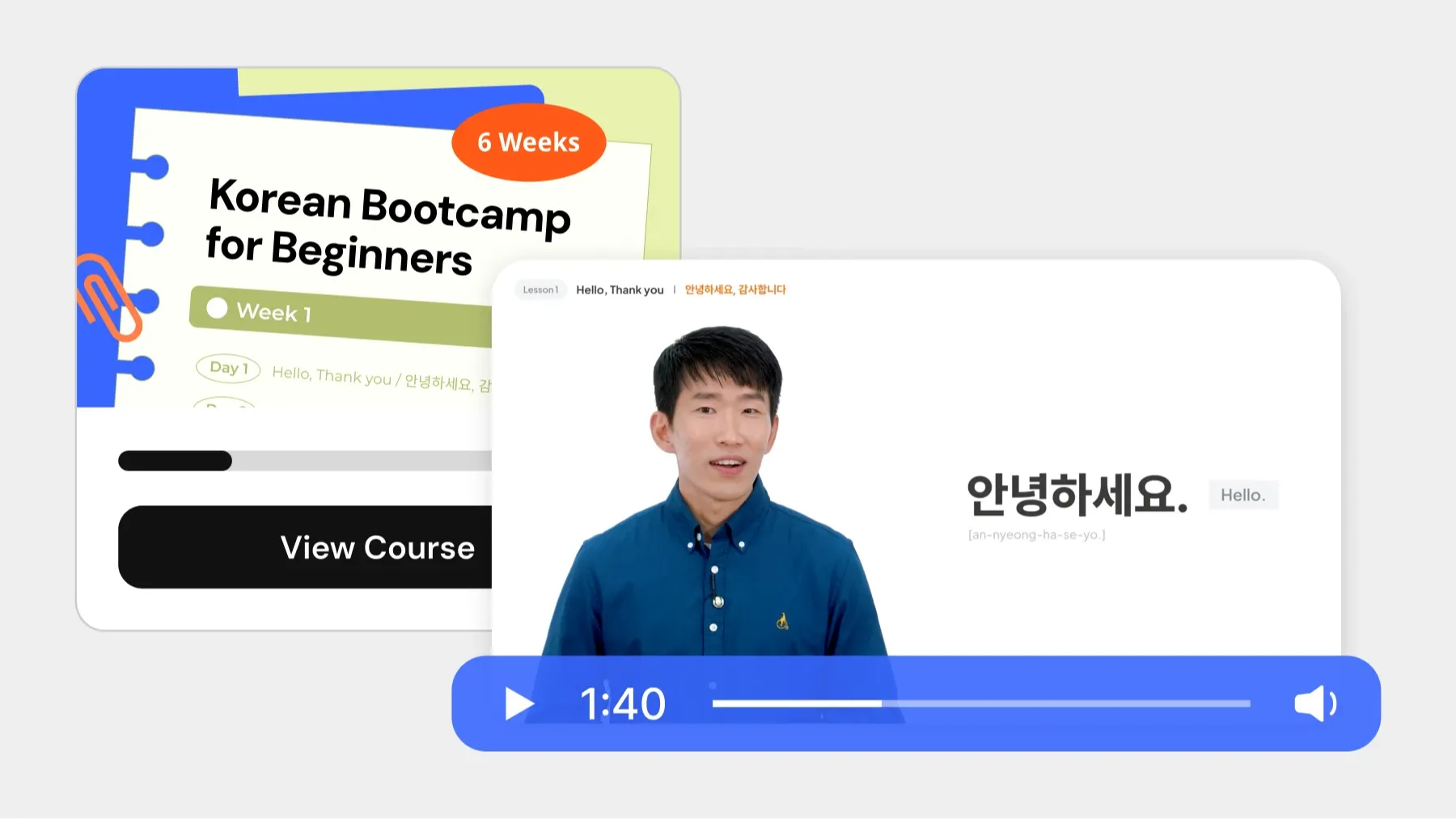 Korean Bootcamp video lessons and study plan