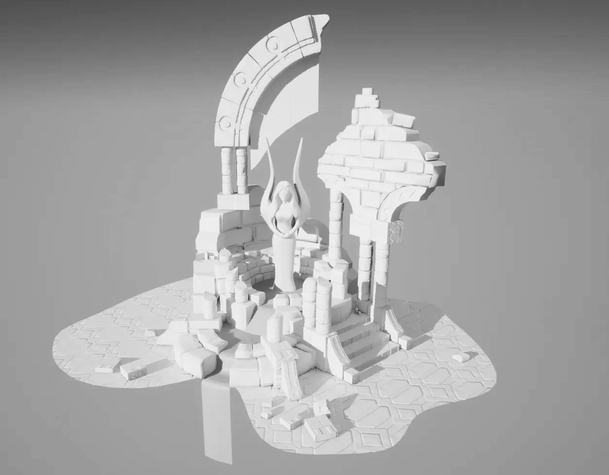 Escena The Fountain con modelos y mapas de normales