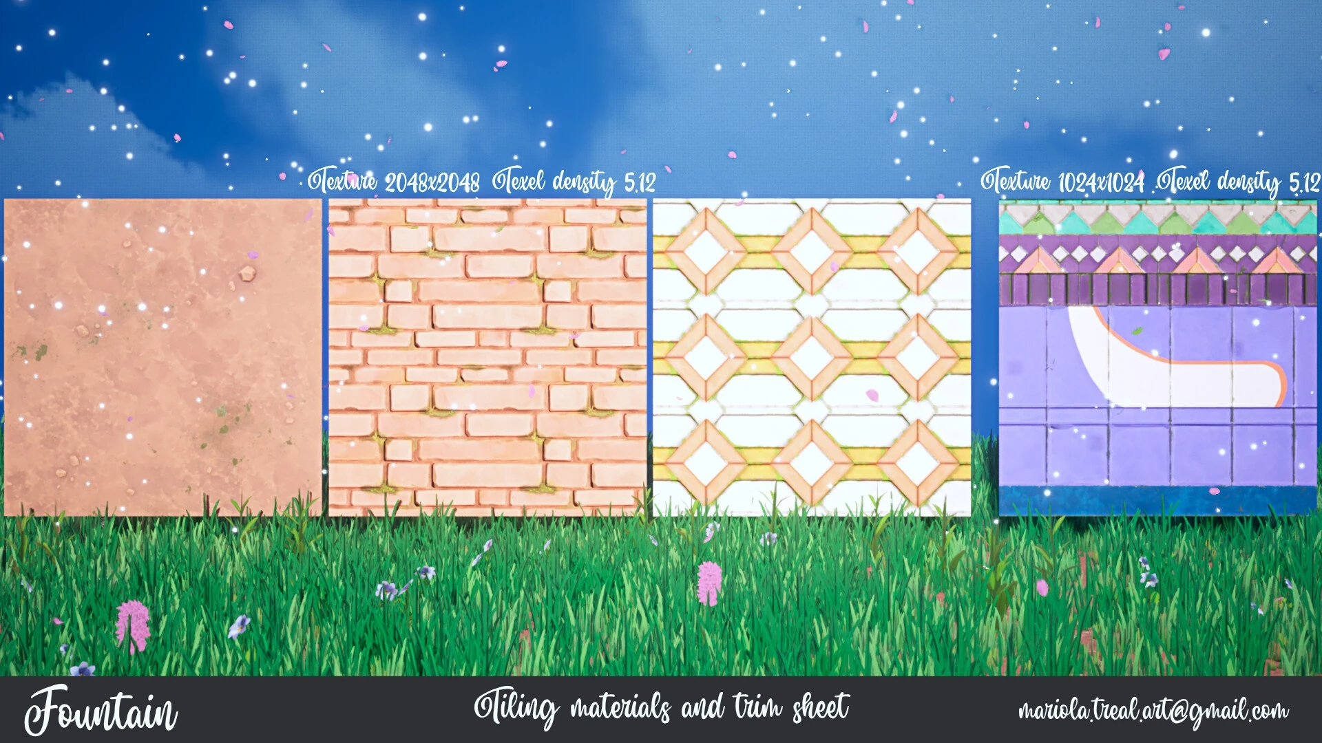 Tiles, trims y materiales utilizados en The Fountain