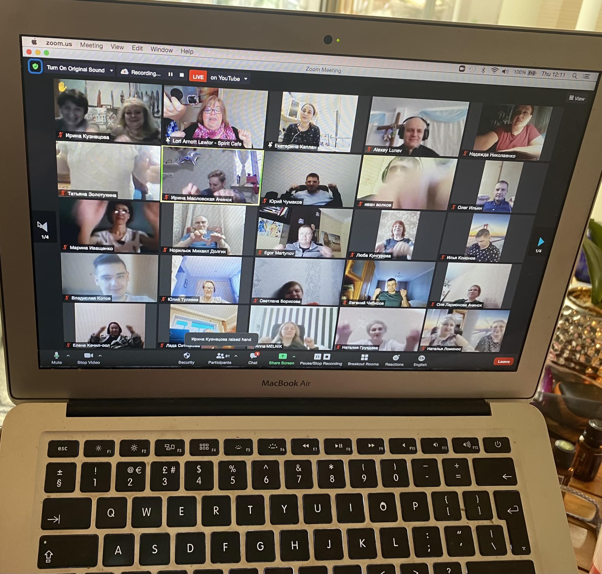 People gathered for online church on Zoom