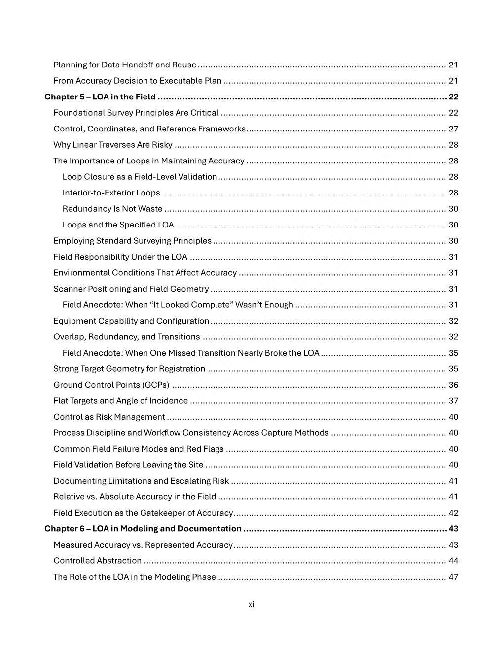LOA Practitioner’s Guide table of contents page 2