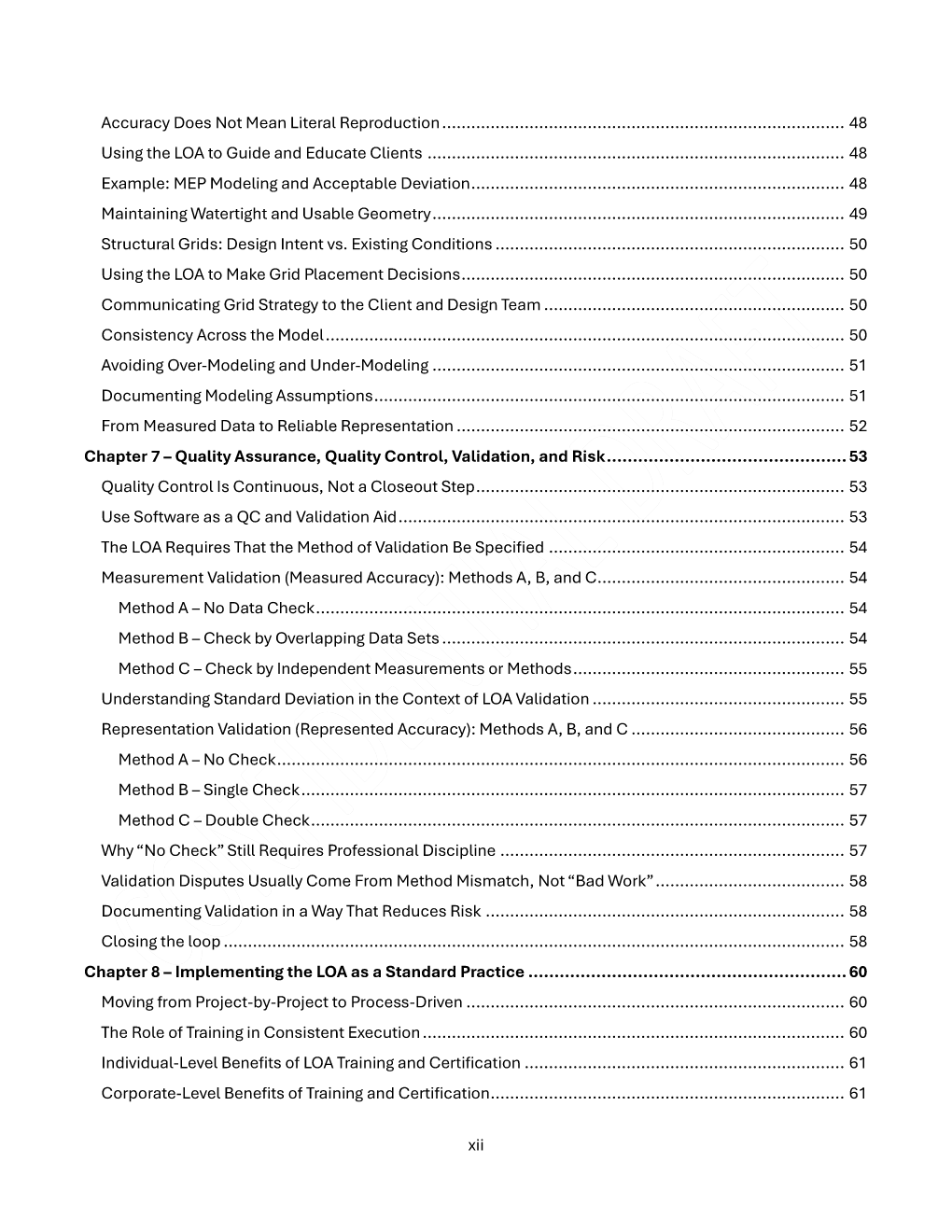 LOA Practitioner’s Guide table of contents page 3