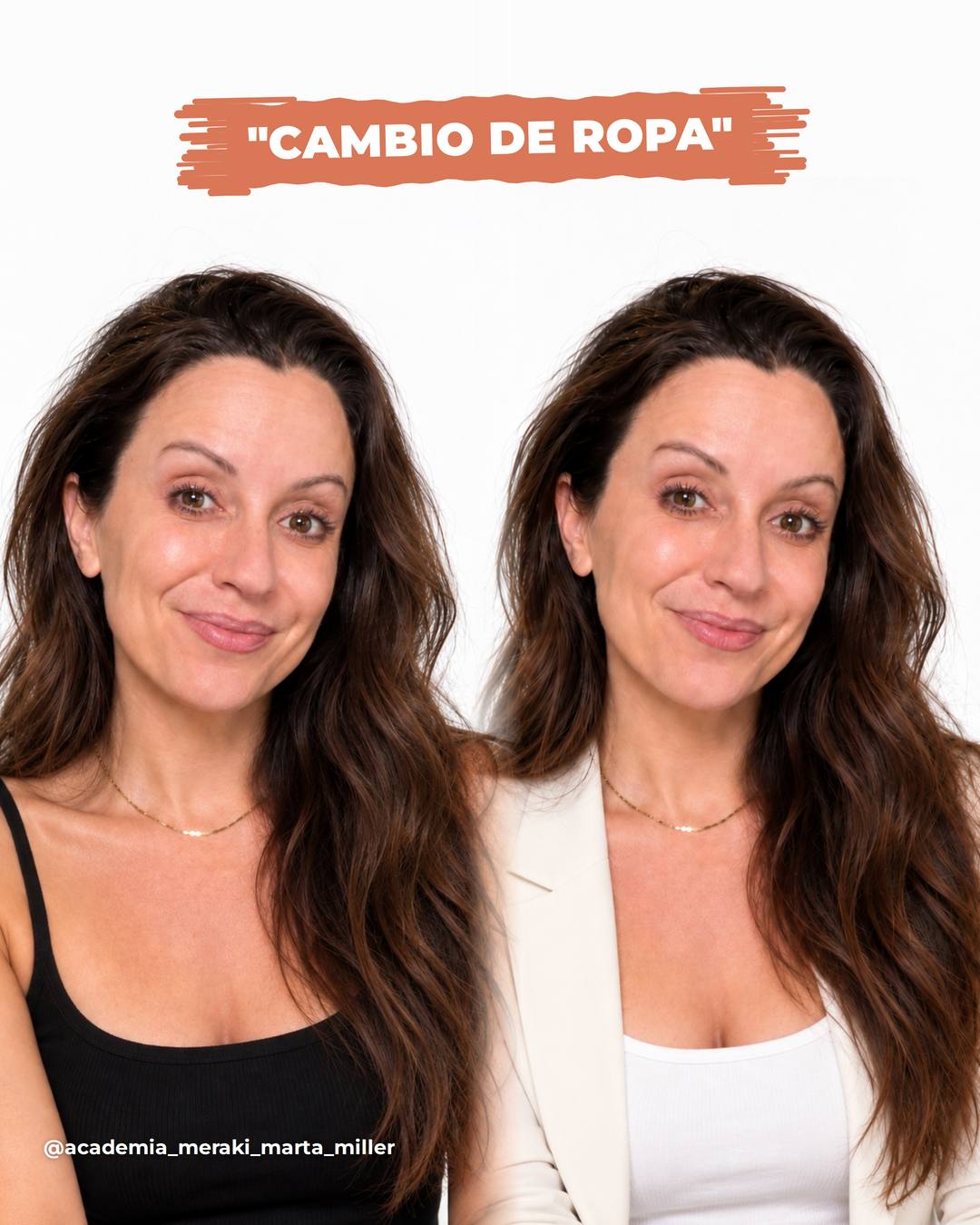 Marta Miller con un cambio de ropa generado con ChatGPT