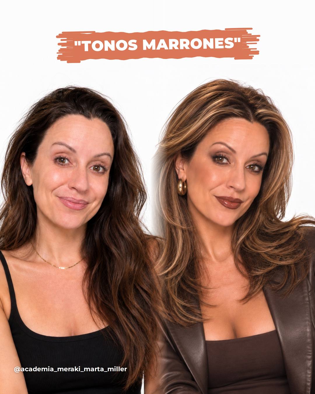 Marta Miller con un look en tonos marrones generado con ChatGPT
