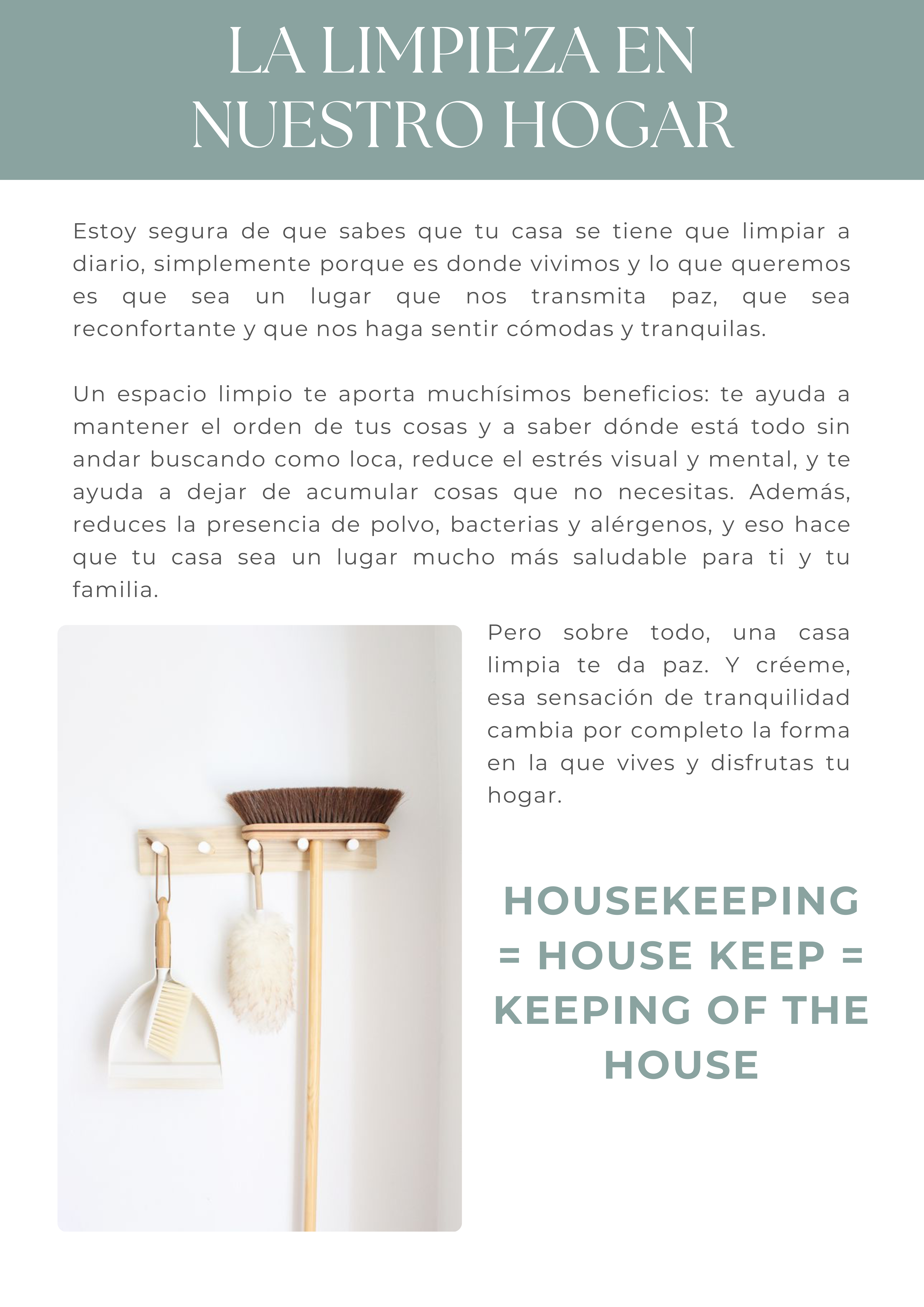La limpieza en el hogar