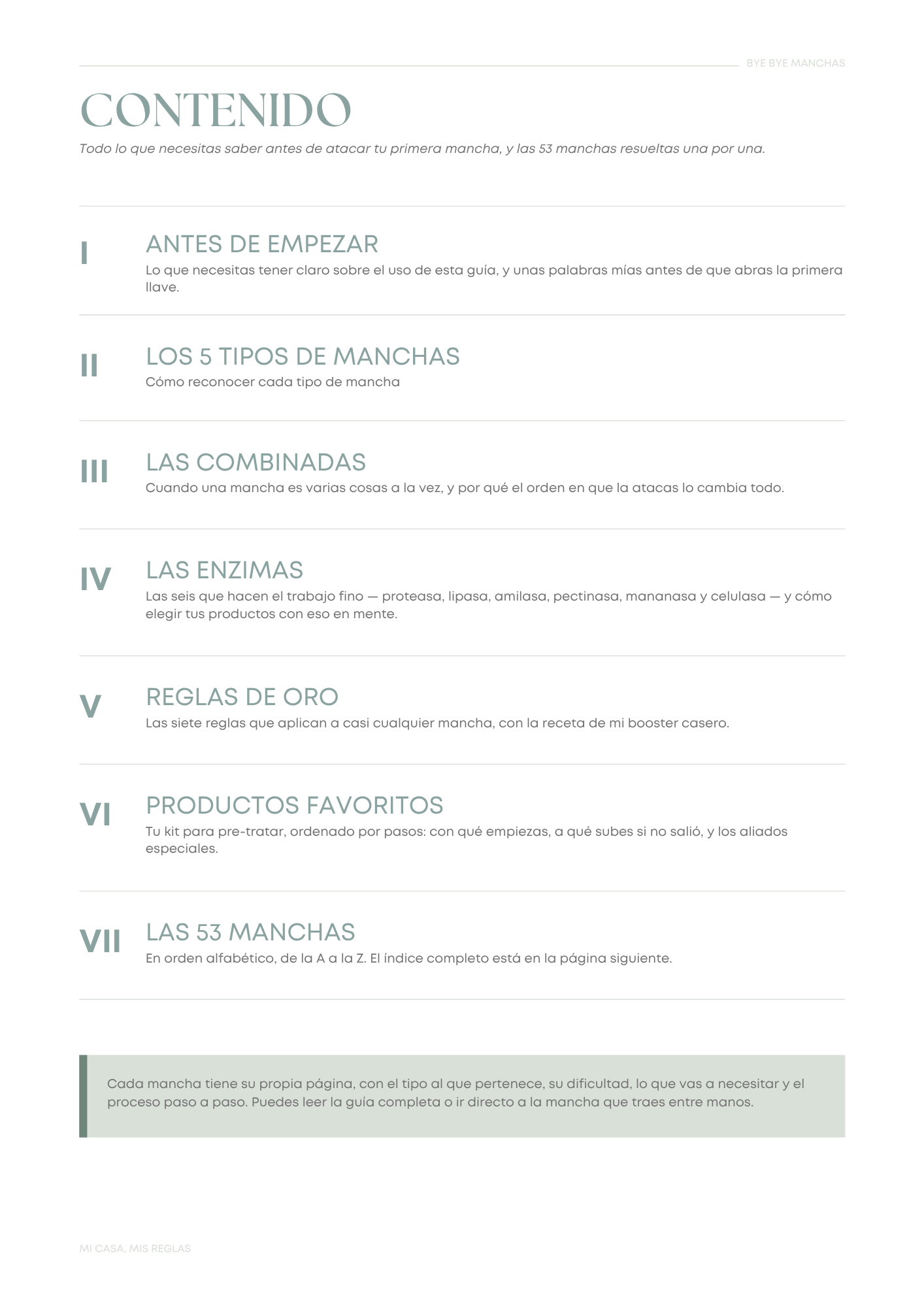 Página 2 de la Guía Bye Bye Manchas