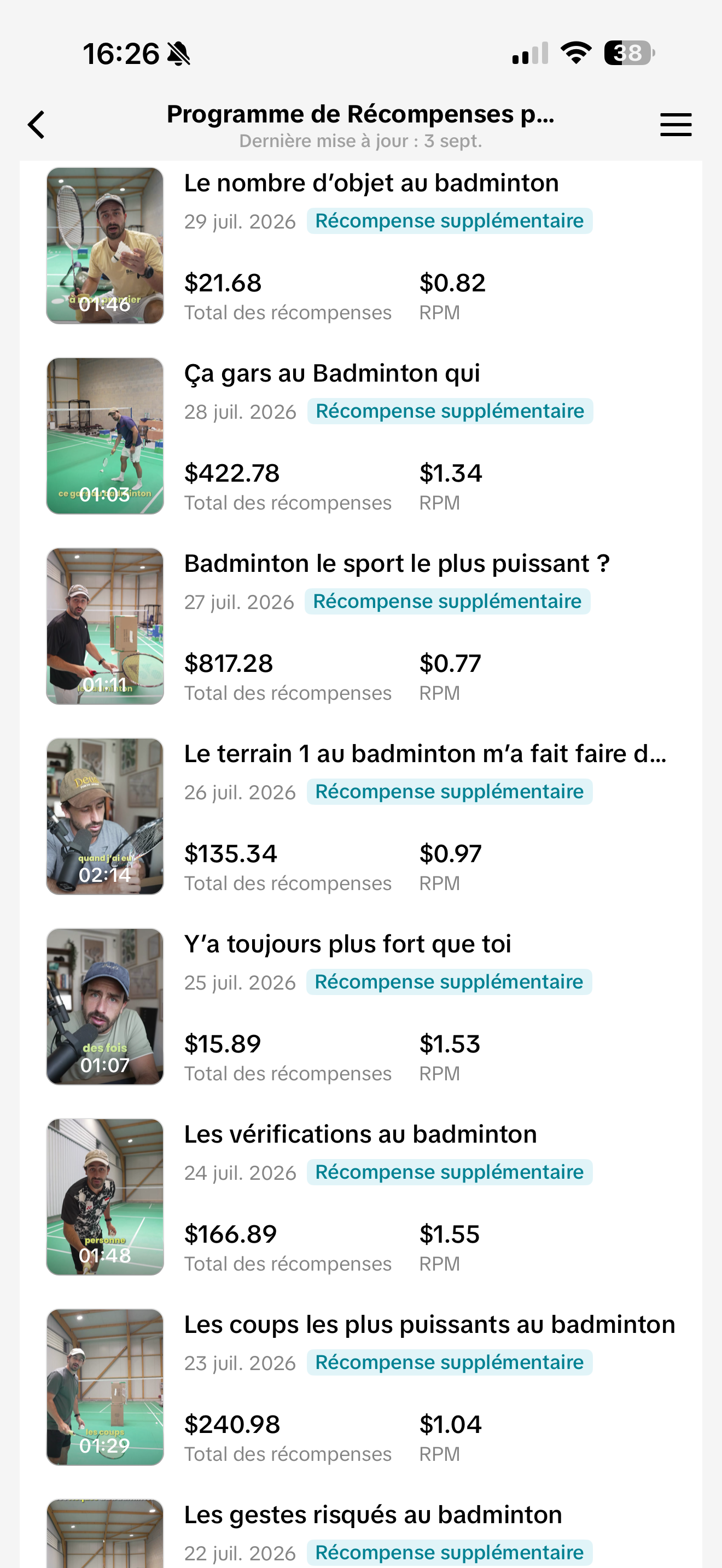 Récompenses par vidéo en juillet : plusieurs centaines de dollars par vidéo