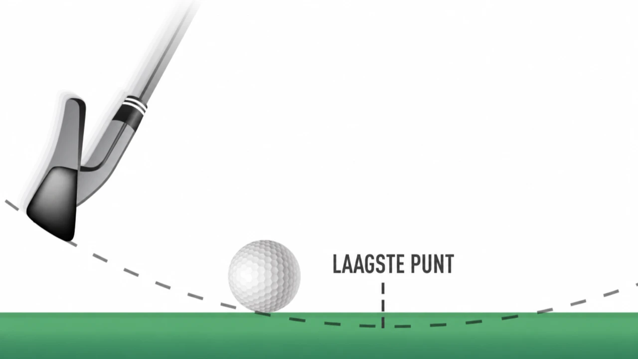 Diagram van het laagste punt van de golfswing na de bal