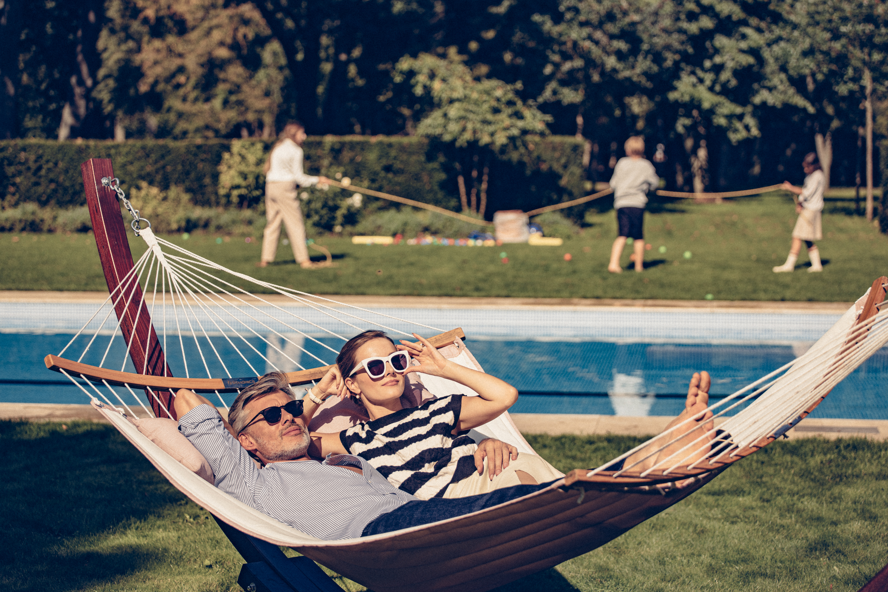 Resting in a hammock by the pool