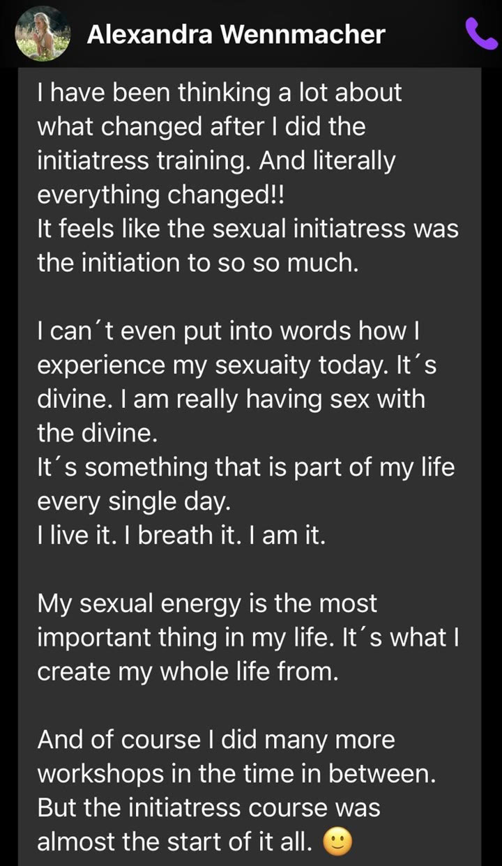 Initiatress testimonial from Alexandra Wennmacher