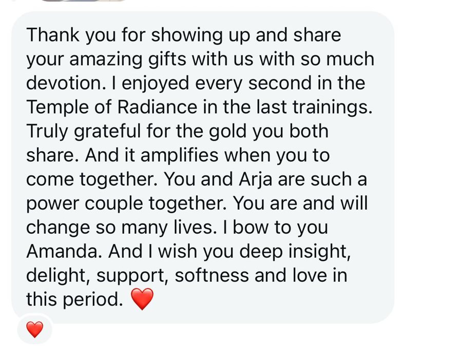 Testimonial from a Temple of Radiance student