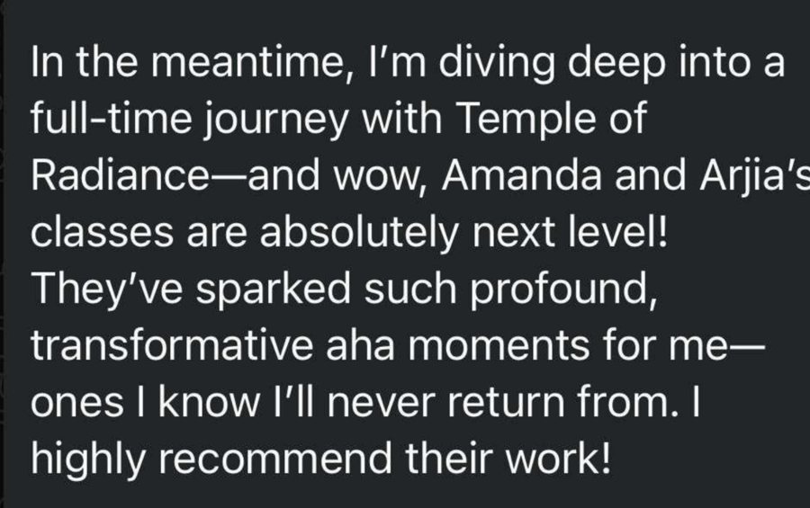 Testimonial from a Temple of Radiance student