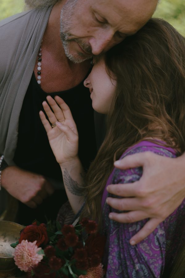 A couple in a tender embrace