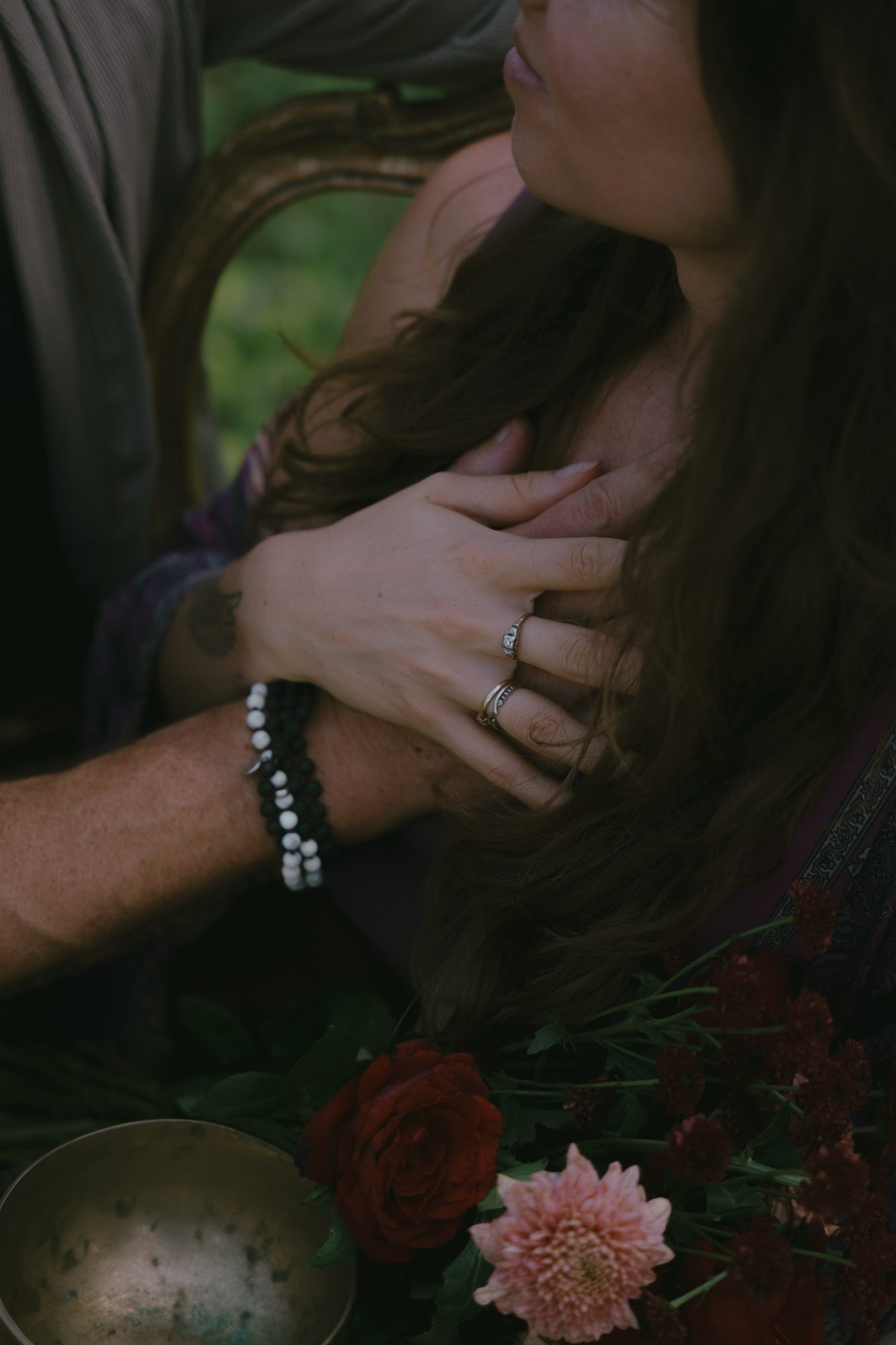 A woman embracing herself