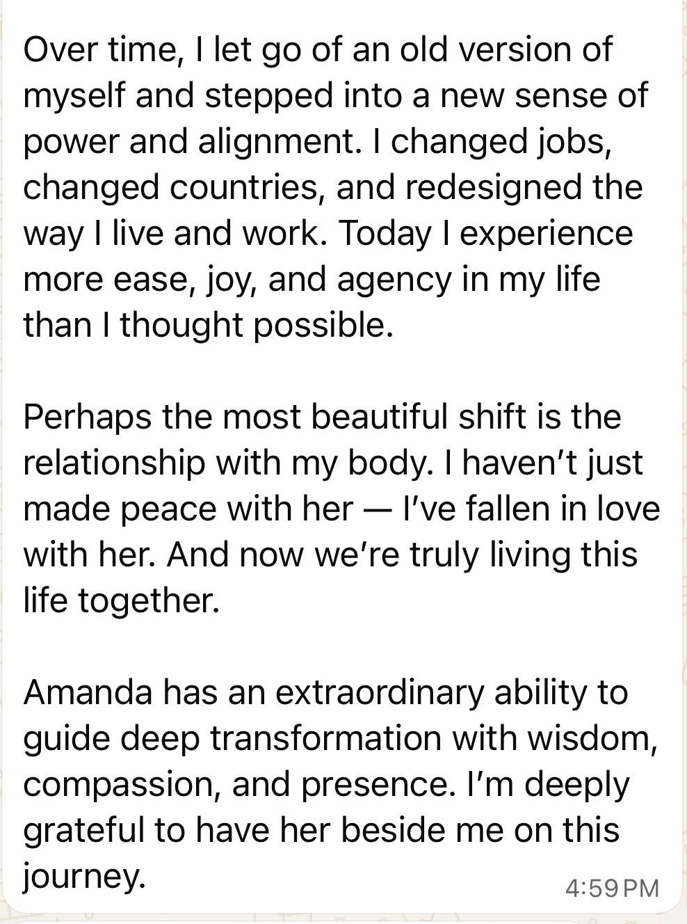 Mensaje: Over time, I let go of an old version of myself