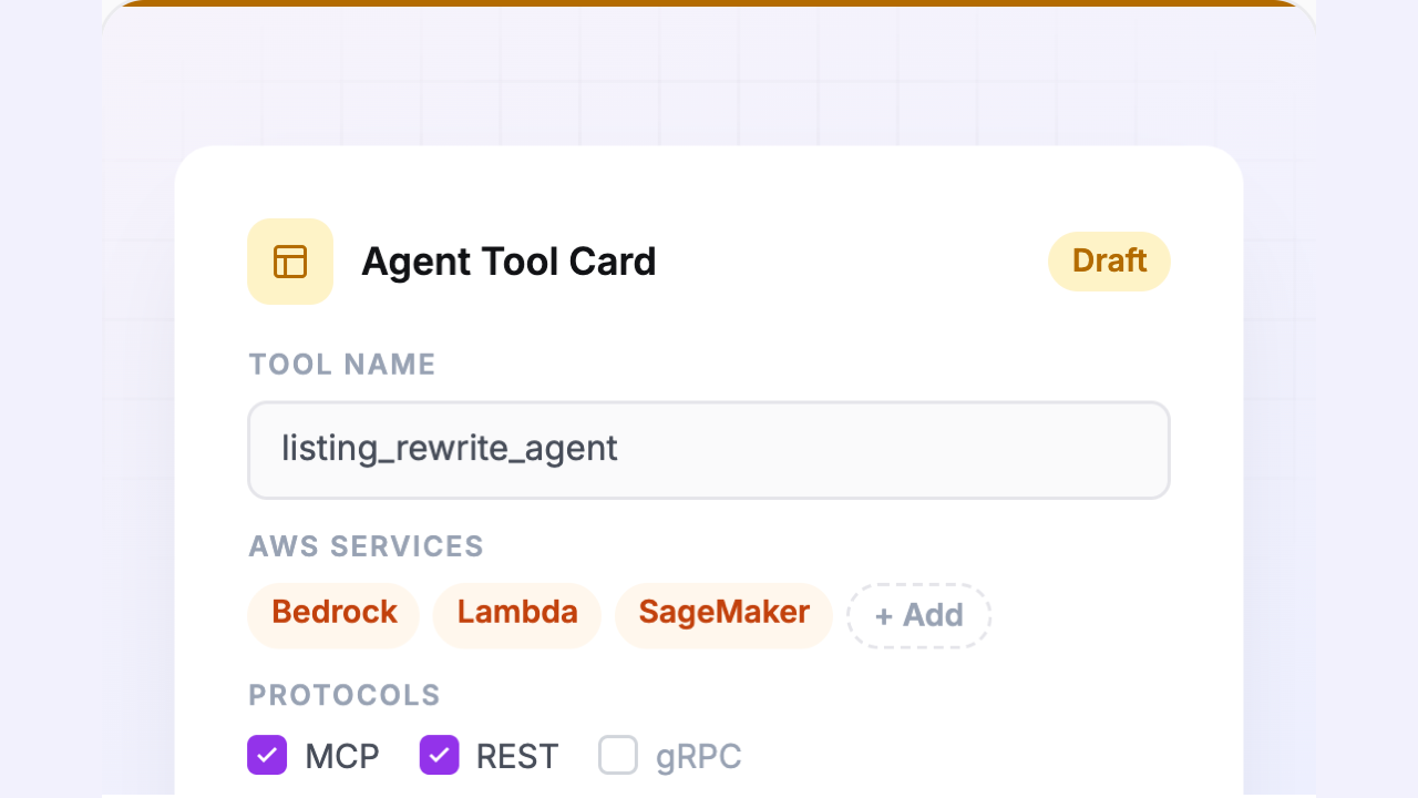 Agent Tool Card — machine-readable, agent-ready listing
