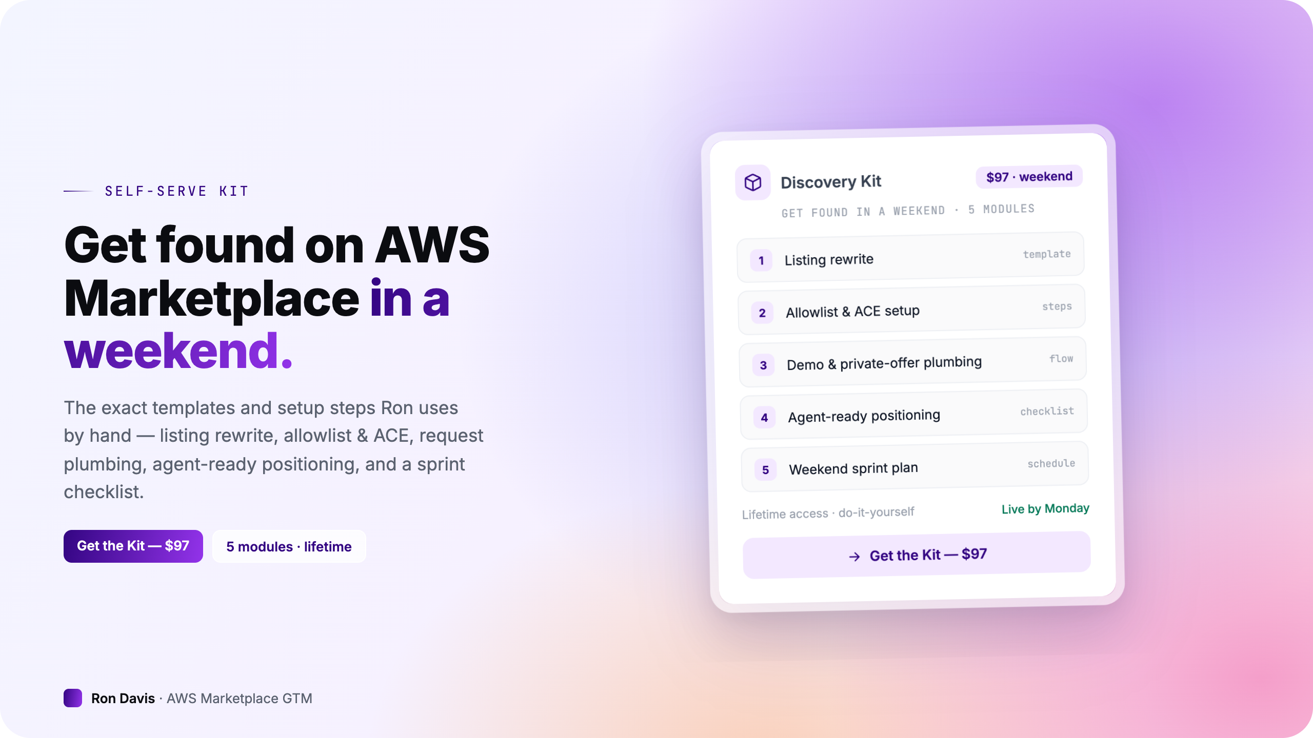 AWS Marketplace Discovery Kit — get found in a weekend with five self-serve modules