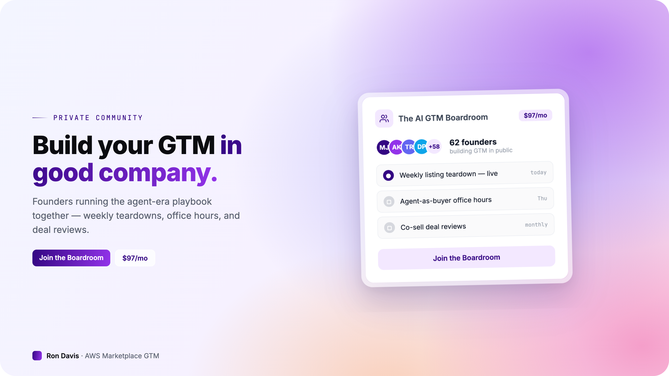 The AI GTM Boardroom — a private community of founders building agent-era go-to-market