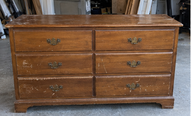 Brown 6-drawer dresser, before refinishing