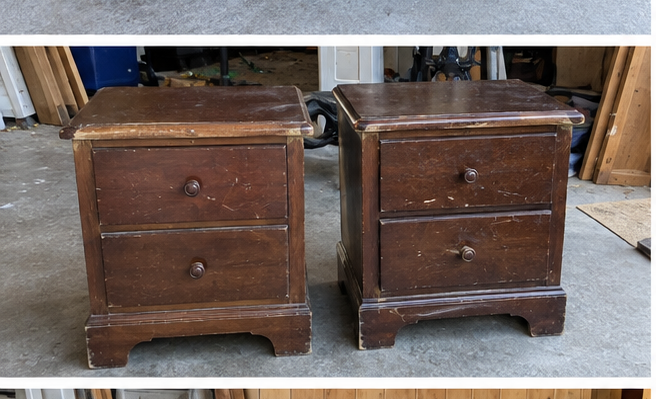 Pair of brown nightstands, before refinishing