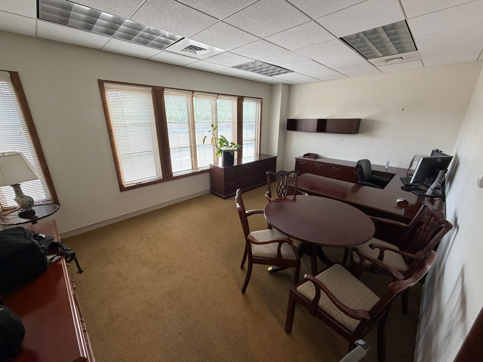 Wide view of a plain corporate office before it was prepared for an interview