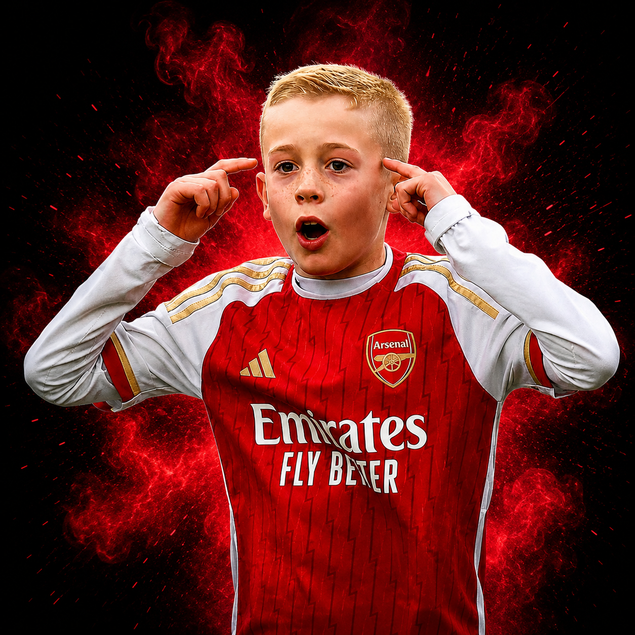Confident young footballer