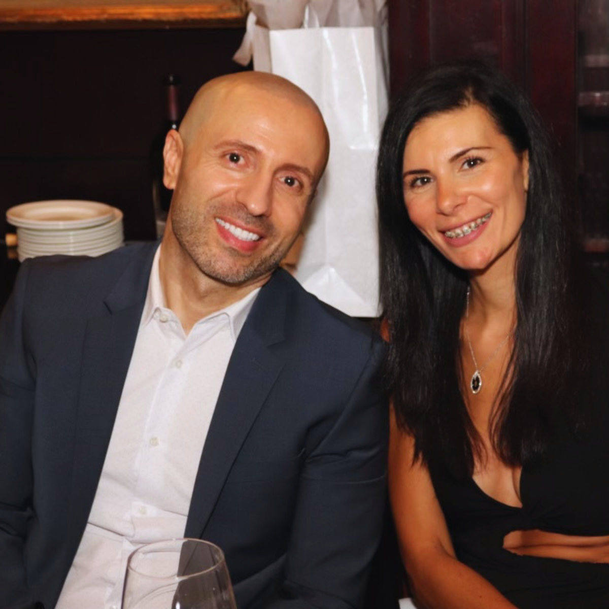 Feras and his wife Sandra at dinner