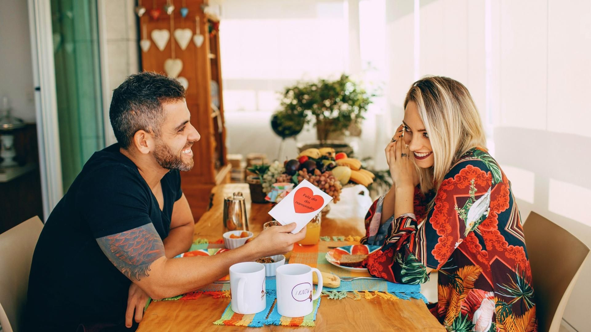 A married couple sharing a meaningful moment at home