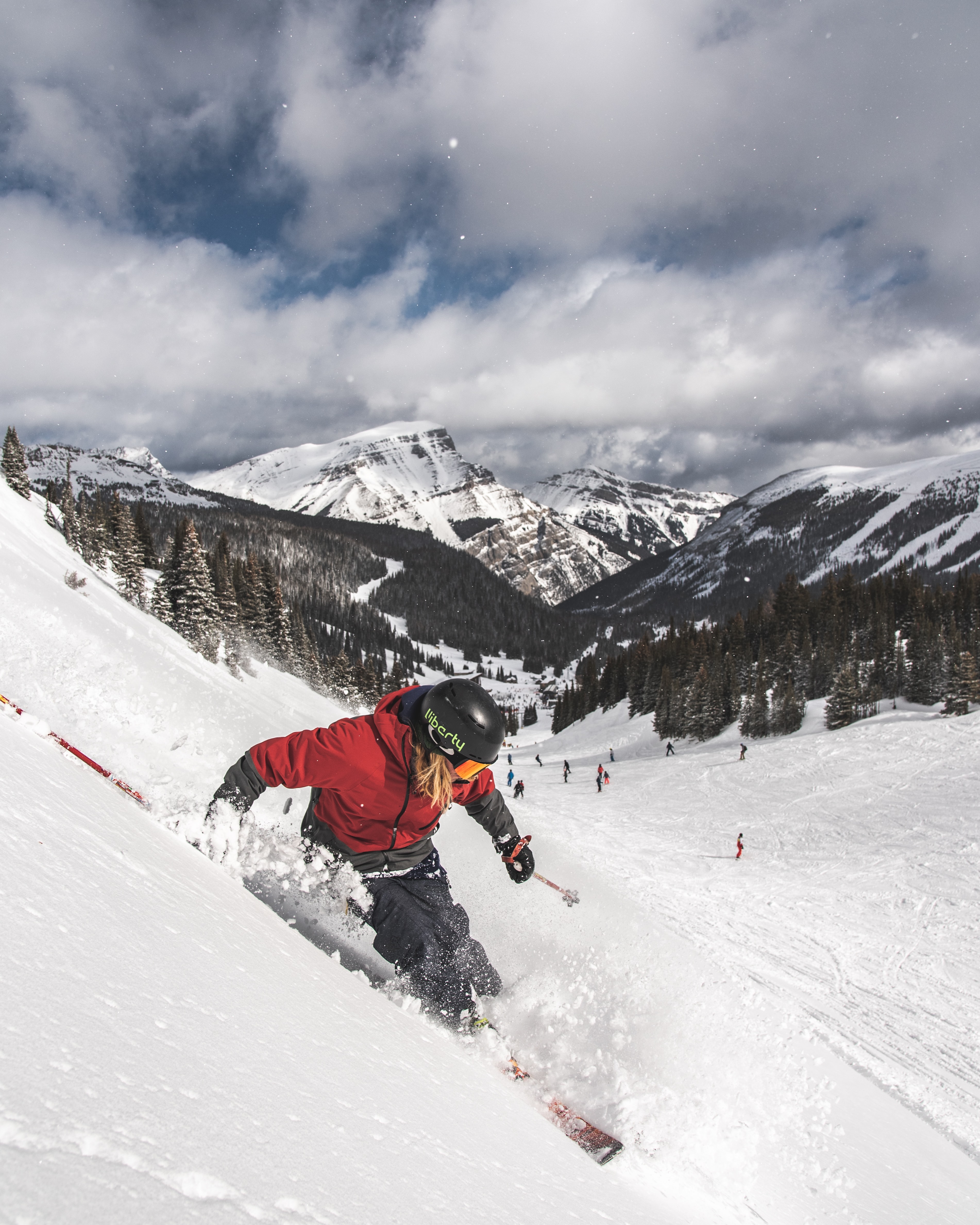Skier training on a snowy mountain