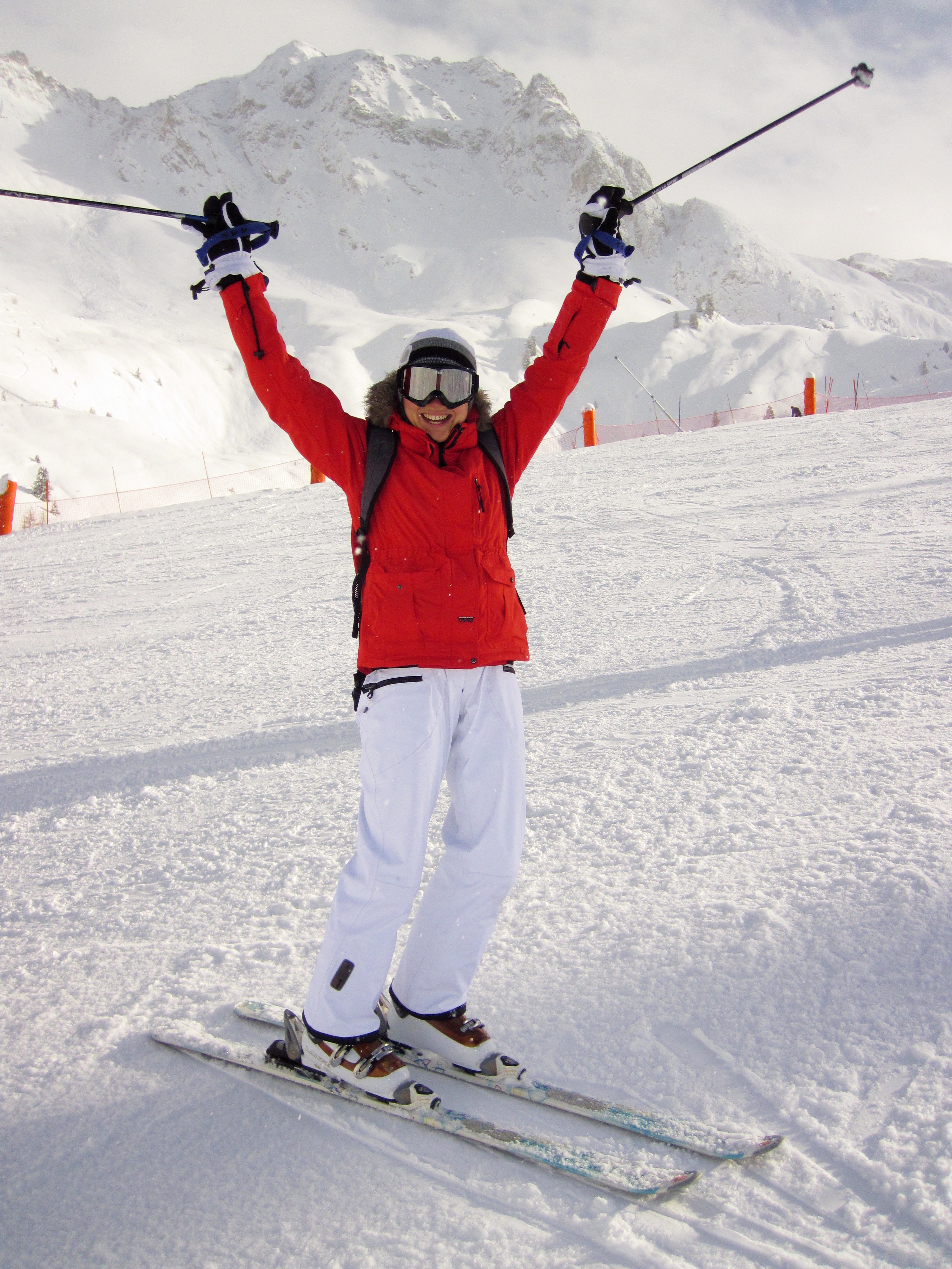 Skier training on a snowy mountain
