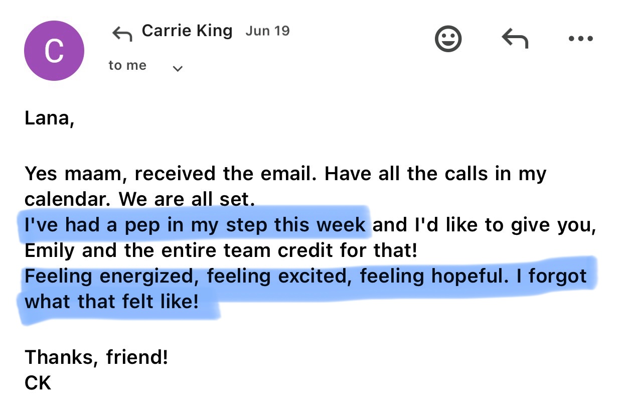 Carrie King testimonial
