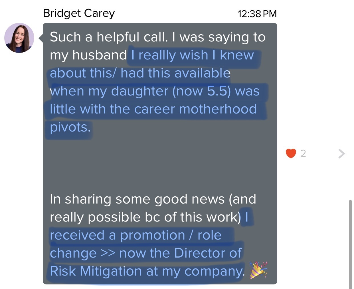 Bridget Carey testimonial