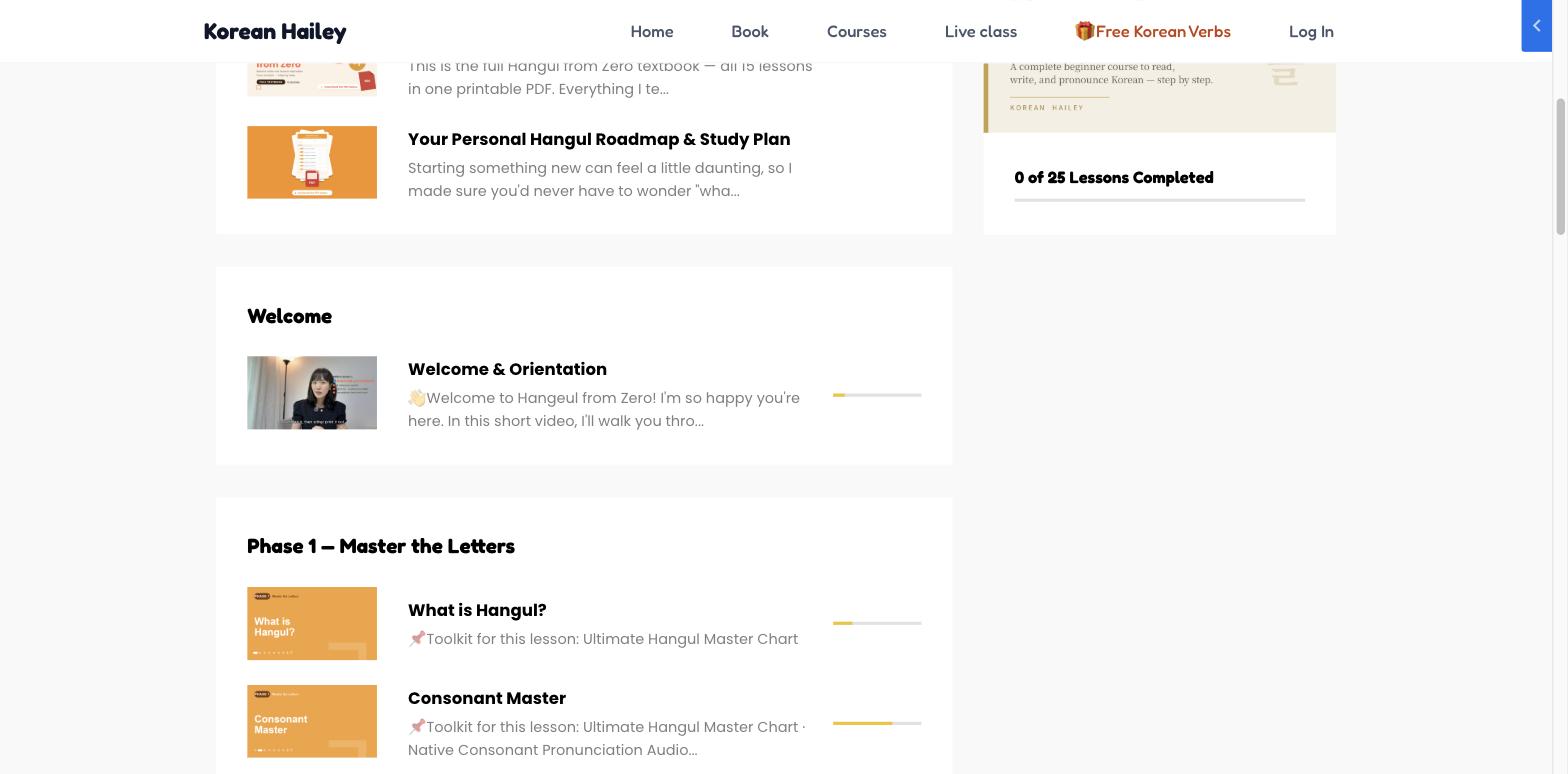 Inside the course: lesson-by-lesson progress on your phone