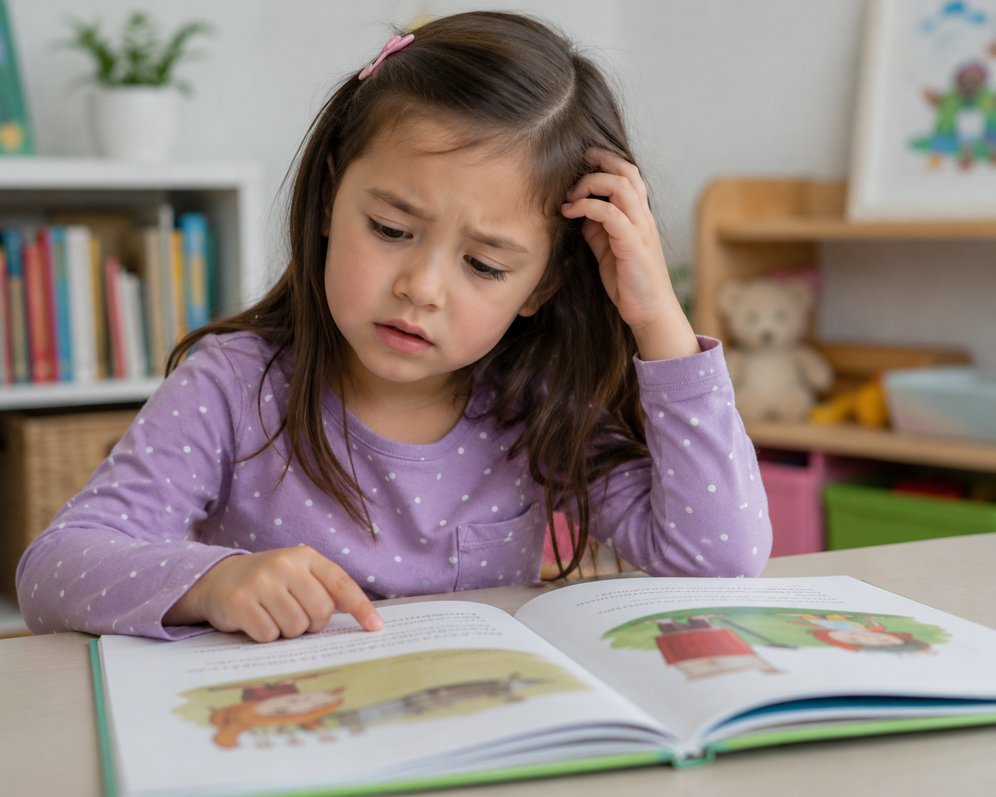 Child struggling to read