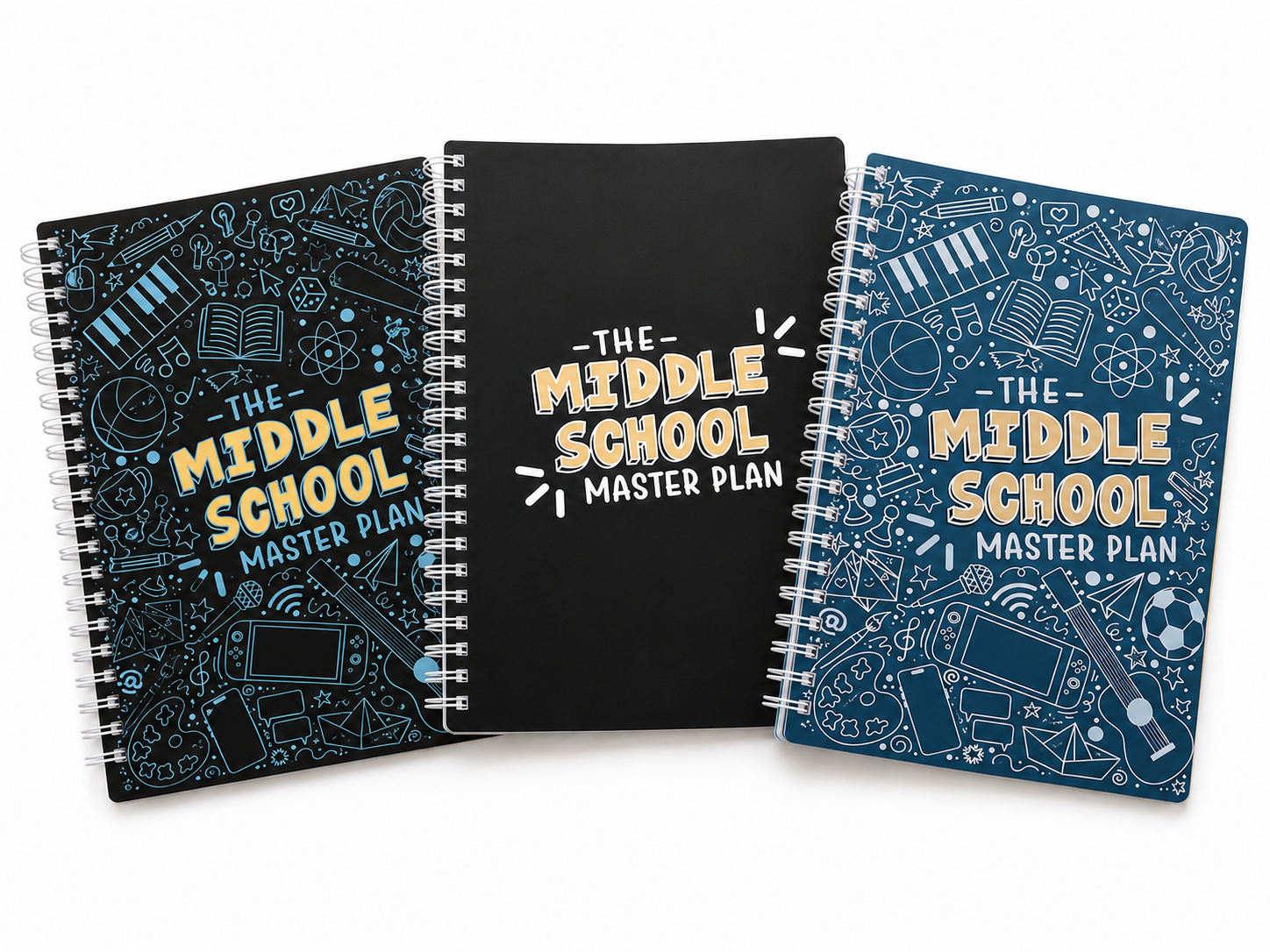 The Middle School Master Plan — three cover designs