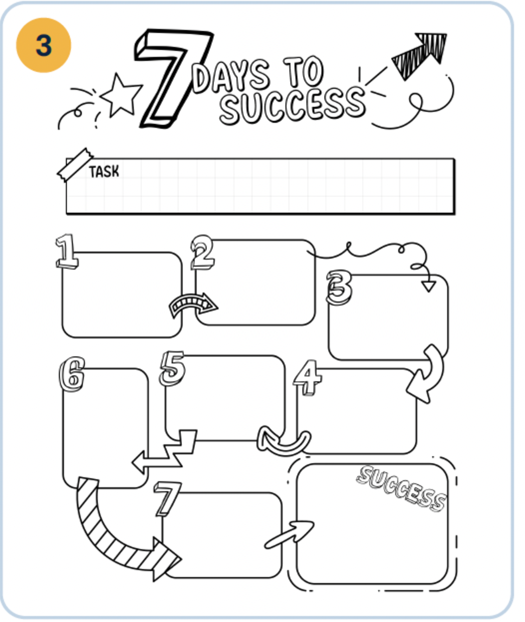 The 7 Days to Success planner page