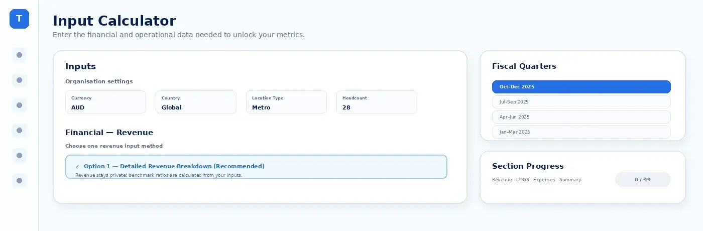 Input Calculator dashboard preview