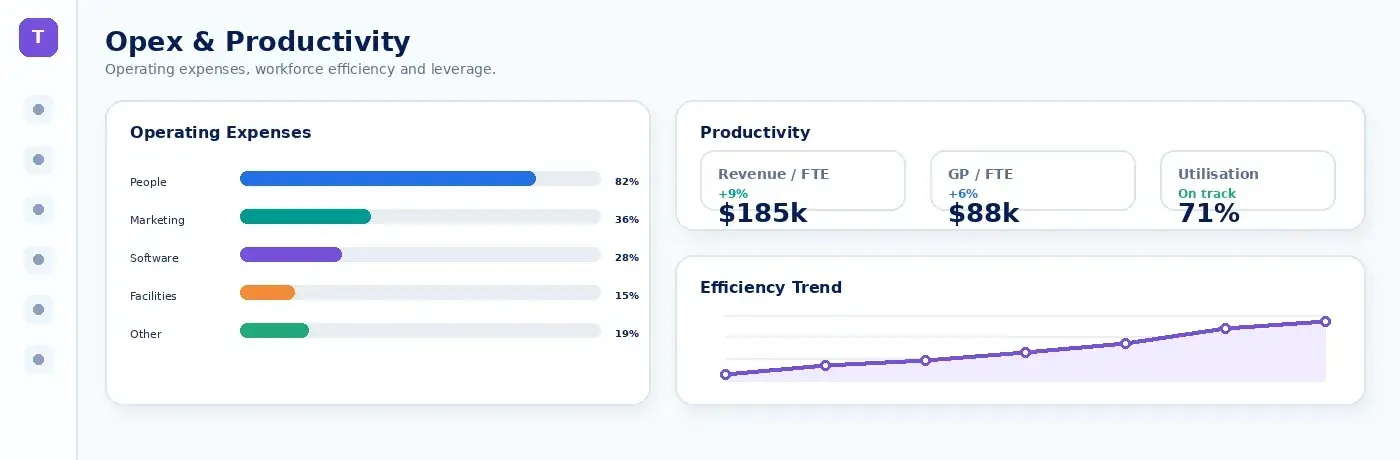 Opex & Productivity dashboard preview