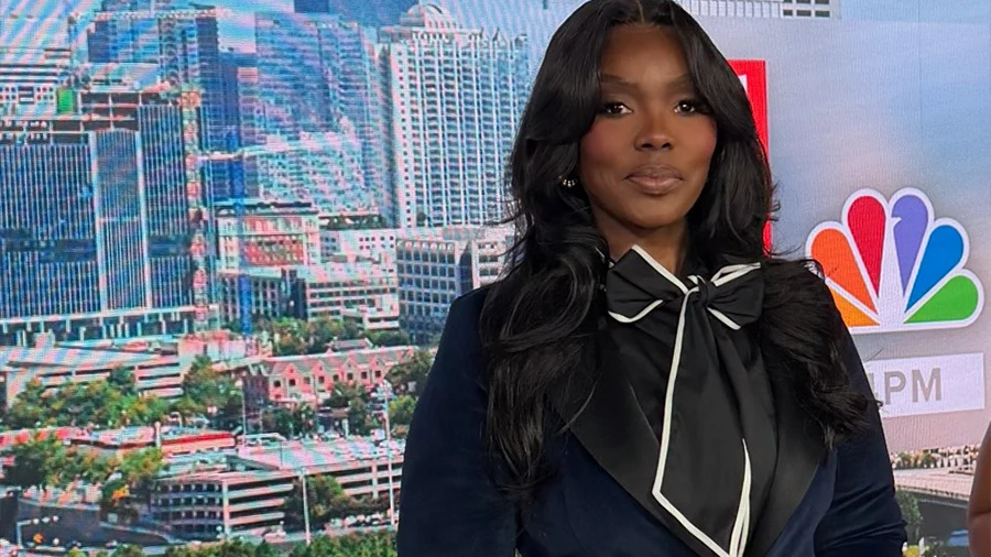 Dr. Eboni January on set at a national broadcast studio.