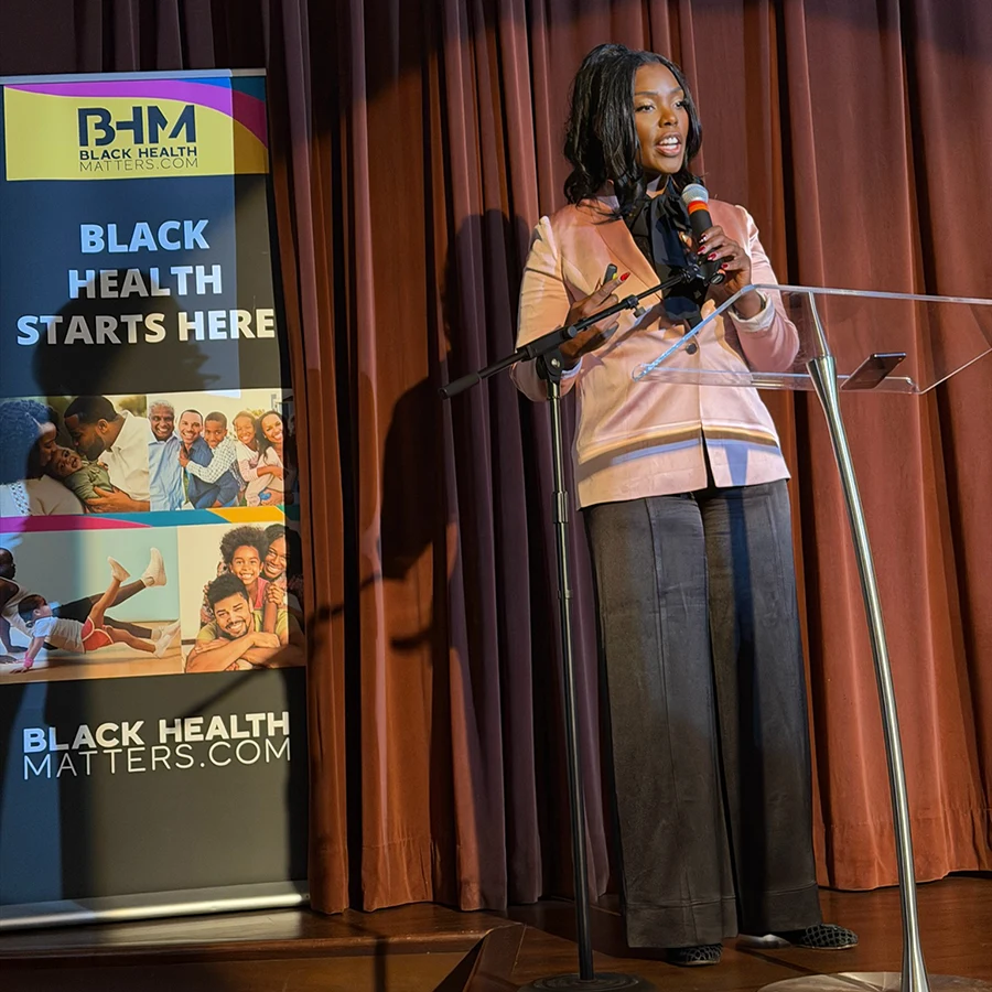 Dr. Eboni January leading a workplace wellness session.