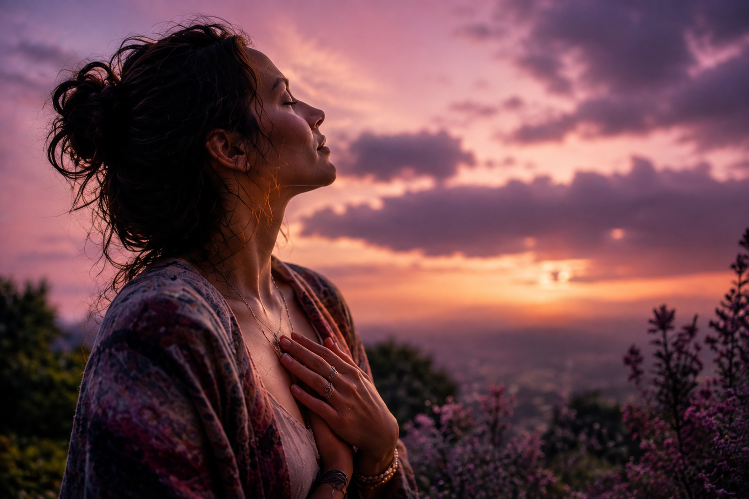 Spirit Baby connection after pregnancy loss Woman sensing a spiritual connection after miscarriage or pregnancy loss