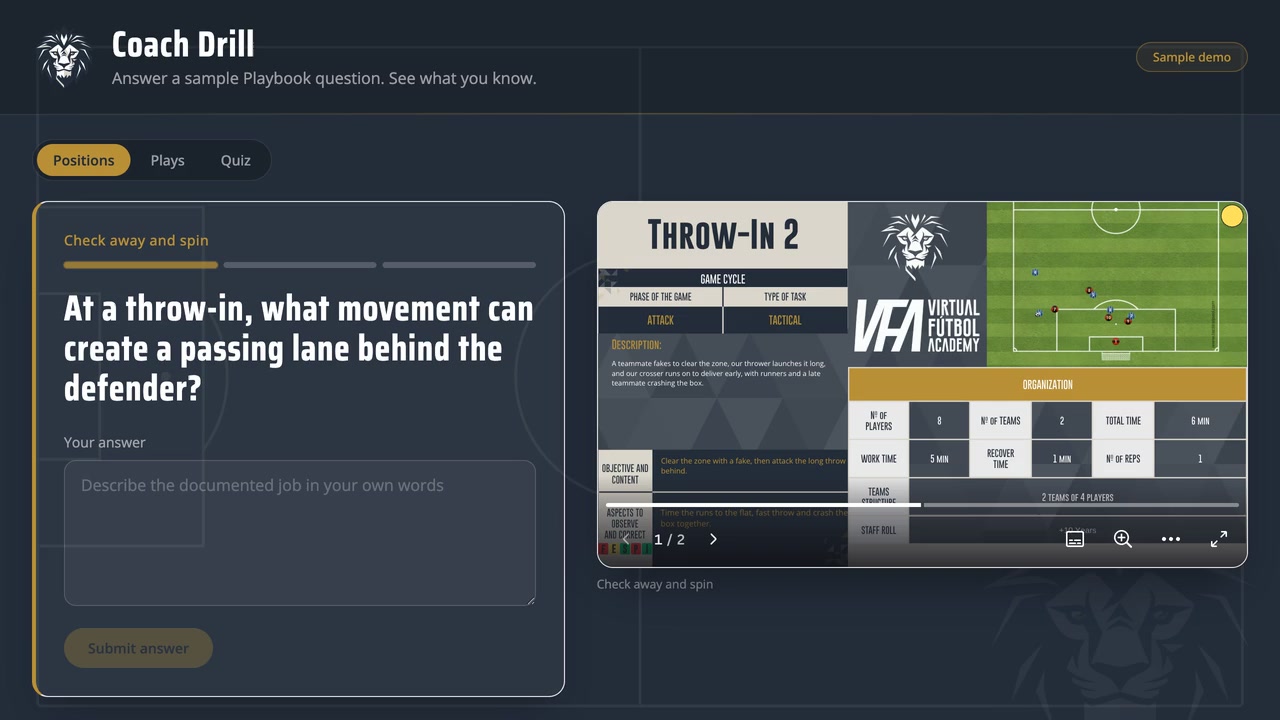 Coach Drill question with a throw-in diagram